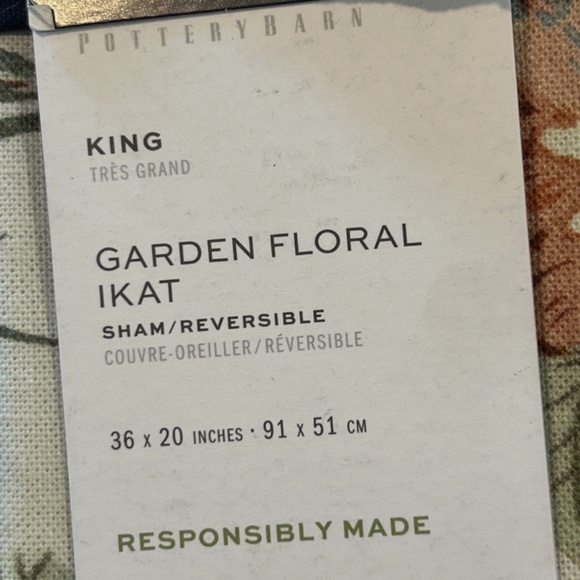 Pottery Barn Kravet Garden Floral King Sham ~ New with Tags - Picture 2 of 3